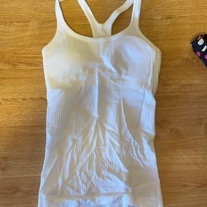 Lululemon White Ribbed Tank Top